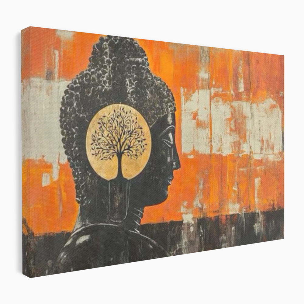 Tablou canvas cu tablou canvas cu profilul lui buddha, fara rama, pe sasiu de lemn